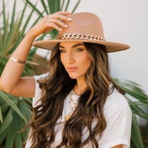 Tan Chain Fedora Hat